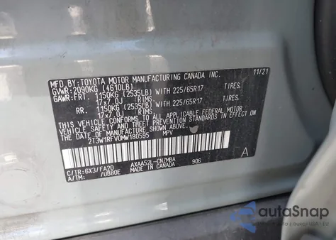 2021 Toyota Rav4 Xle from USA, damaged, VIN 2T3W1RFV0MW180595